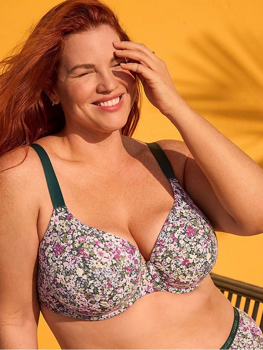 Lane Bryant Cacique Cotton Blend Lightly Lined Underwire T-Shirt Bra 36DD Floral